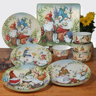  Set Of 4 Garden Gnomes Assorted Ice Cream Bowls - Certified International