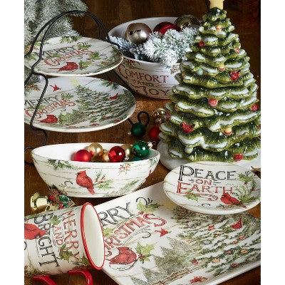  64oz Earthenware Evergreen Christmas Cookie Jar - Certified International