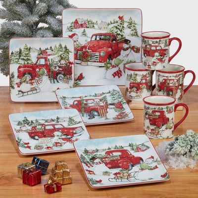  16pc Red Truck Snowman Dinnerware Set - Certified International