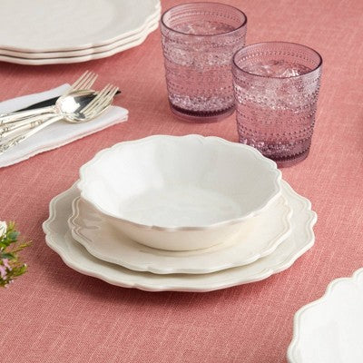  Certified International (Set Of 4) 11" Isabella Cream Crackle Melamine Dinner Plates