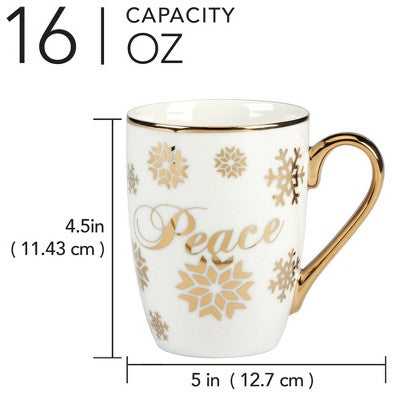  Certified International Set Of 4 16oz Christmas Glitter Mugs Gold