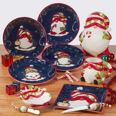  64oz Earthenware Holiday Magic Gnomes 3-D Cookie Jar - Certified International
