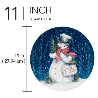  Certified International Set Of 4 Snowman Greetings Dinner Plates