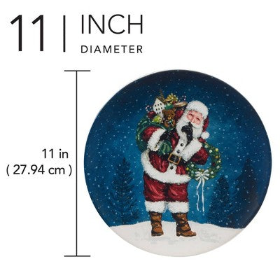  Certified International Set Of 4 Santa's Secret Dinner Plates