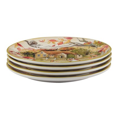  Certified International Set Of 4 Woodland Critters Dinner Plates