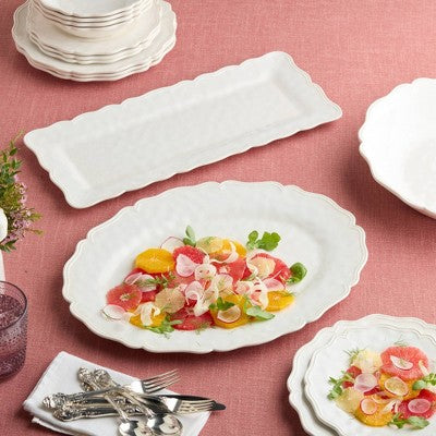  Certified International 2pc Isabella Cream Crackle Melamine Platter Set
