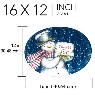  Certified International Snowman Greetings Oval Serving Platter