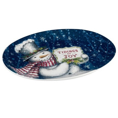  Certified International Snowman Greetings Oval Serving Platter