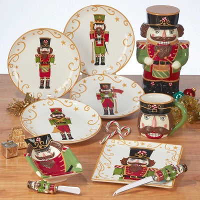  Certified International 9" Earthenware Holiday Magic Nutcracker Dessert Plates: Christmas Dinnerware, Service For 4