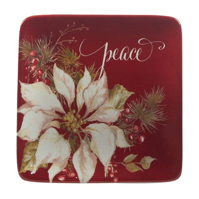  Certified International Set Of 4 Winters Joy Assorted Canape Plates