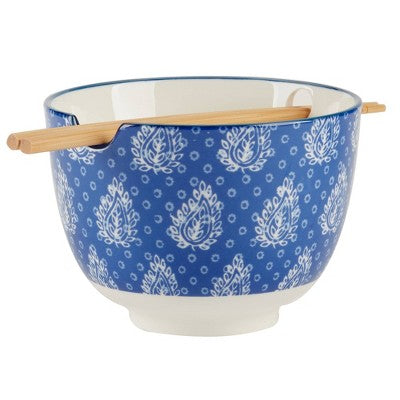  Certified International Set Of 2 26oz Carnival Ramen Bowls Blue