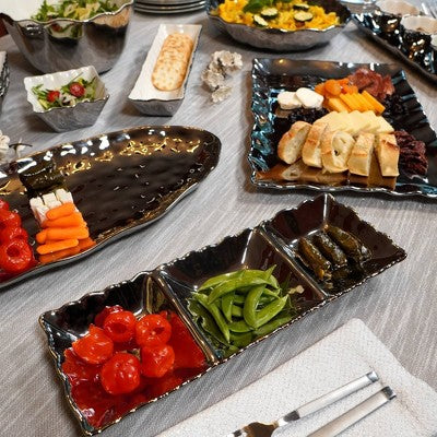  Certified International 3 Section Silver Coast Tray
