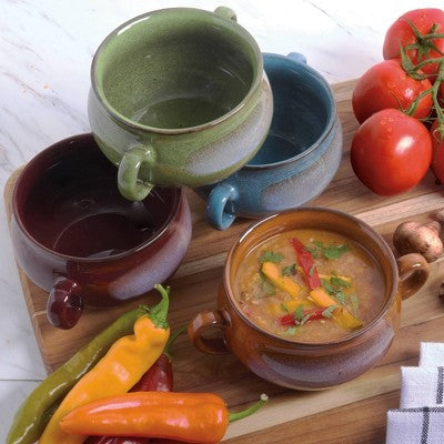  Certified International 24oz (Set Of 4) Stoneware Reactive Glaze Soup Crocks