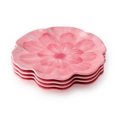  Certified International (Set Of 4) 9" Wildflower 3D Floral Melamine Salad Plates Pink