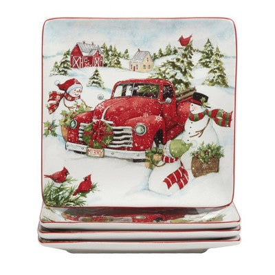  16pc Red Truck Snowman Dinnerware Set - Certified International