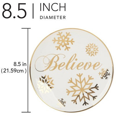  Certified International Set Of 4 Christmas Glitter Salad Plates Gold