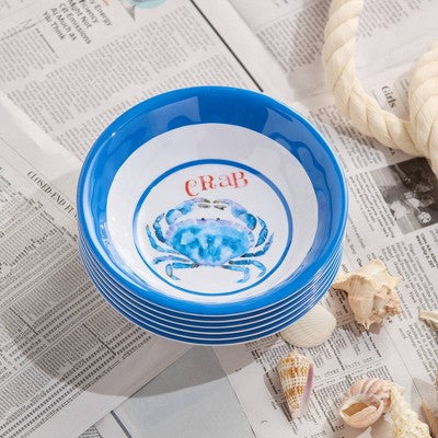  Certified International (Set Of 6) 220z Beach House Crab Melamine All Purpose Bowls