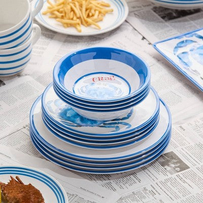  Certified International 12pc Beach House Crab Melamine Dinnerware Set