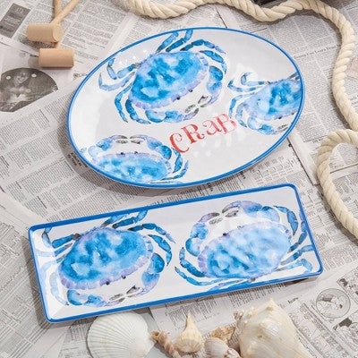  Certified International 2pc Beach House Crab Melamine Platter Set