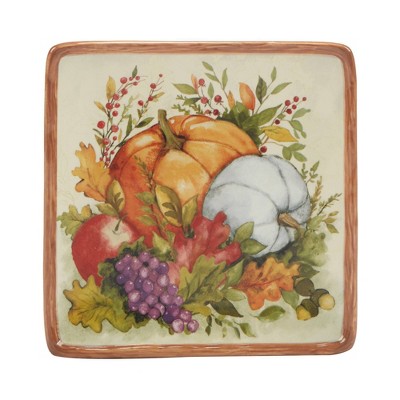  Certified International Set Of 4 Harvest Blessings Canape Plates