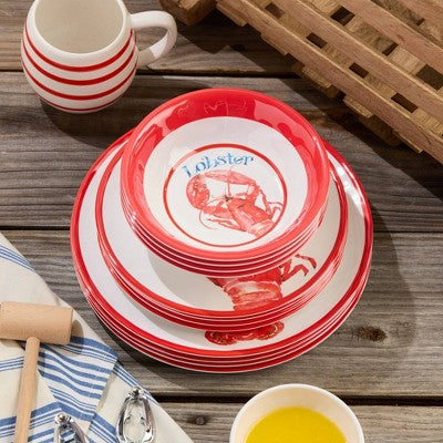  Certified International 12pc Beach House Lobster Melamine Dinnerware Set