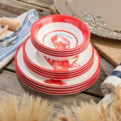  Certified International 12pc Beach House Lobster Melamine Dinnerware Set