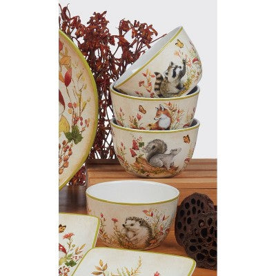  Certified International Set Of 4 24oz Woodland Critters Ice Cream Bowls