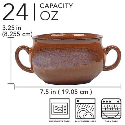  Certified International 24oz (Set Of 4) Stoneware Reactive Glaze Soup Crocks