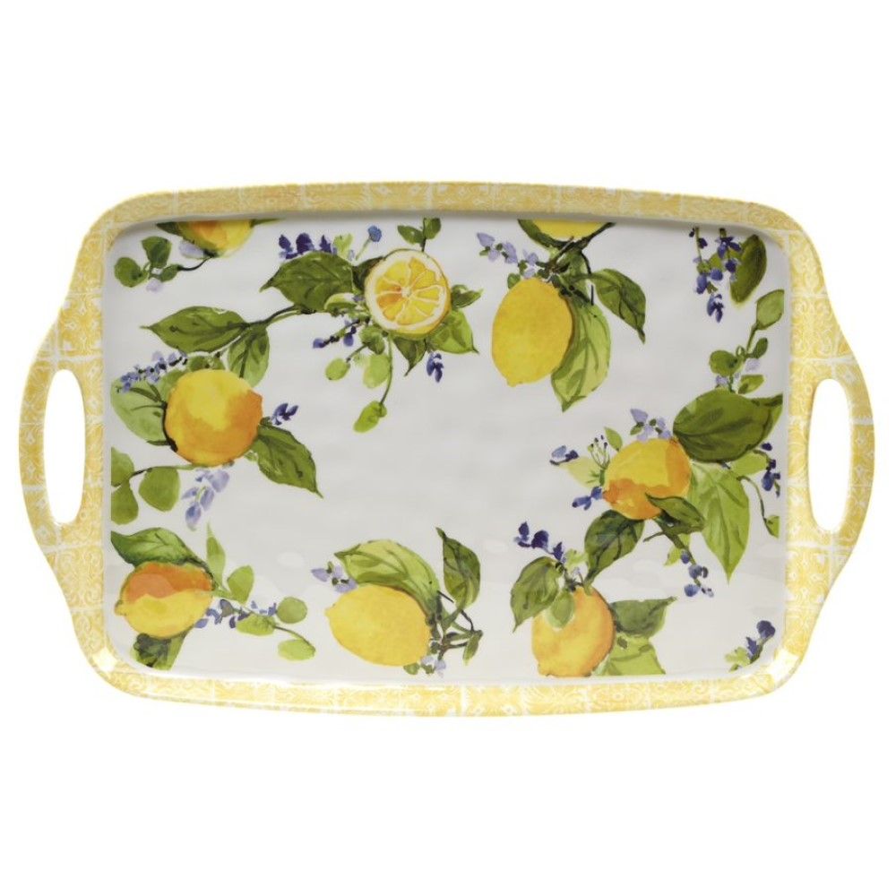  Certified International 19" X 12" Melamine Rectangular Tray With Handles | Lemon Zest
